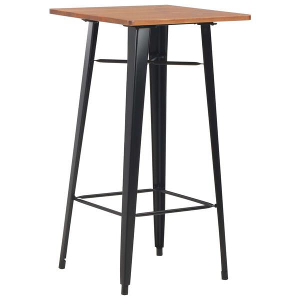 vidaXL Mobilier de bar 3 pcs Acier Noir et marron