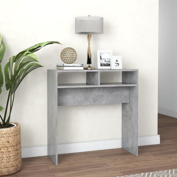 vidaXL Table console gris béton 78x30x80 cm bois d'ingénierie