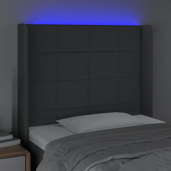 vidaXL T&ecirc;te de lit &agrave; LED Gris fonc&eacute; 83x16x118/128 cm Tissu