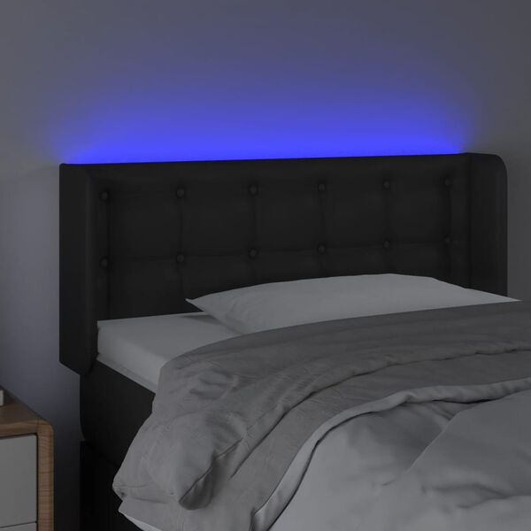 vidaXL T&ecirc;te de lit &agrave; LED Noir 83x16x78/88 cm Similicuir