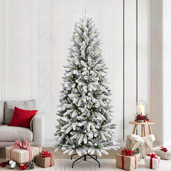 vidaXL Sapin de No&euml;l artificiel avec 300 LED avec support Blanc 240 cm