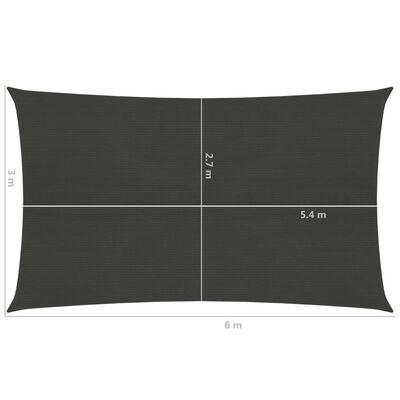 vidaXL Voile d'ombrage 160 g/m² Anthracite 3x6 m PEHD