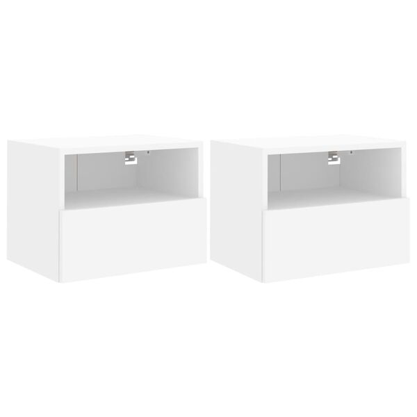 vidaXL Meubles TV muraux 2 pcs blanc 40x30x30 cm bois d'ing&eacute;nierie