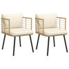 vidaXL Chaises de jardin lot de 2 avec coussins naturel r&eacute;sine tress&eacute;e