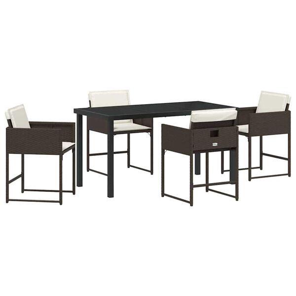 vidaXL Ensemble de salle &agrave; manger pour jardin 5 pcs Marron polyrotin