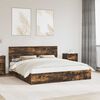 vidaXL Lit de Rangement Ch&ecirc;ne fum&eacute; 200 x 200 cm Bois d'ing&eacute;nierie