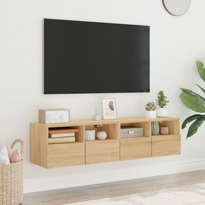 vidaXL Meubles TV muraux 2 pcs chêne sonoma 60x30x30cm bois ingénierie