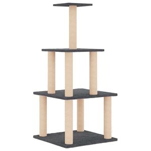 vidaXL Arbre &agrave; chat avec griffoirs en sisal gris fonc&eacute; 111 cm