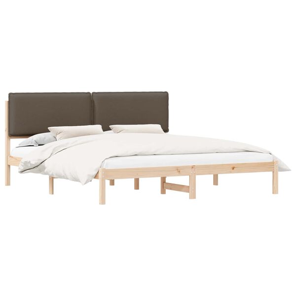 vidaXL Cadre de lit avec t&ecirc;te de lit rembourr&eacute;e Taupe 200 x 200 cm