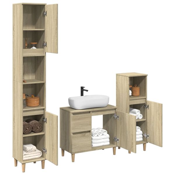 vidaXL Ensemble de meubles de salle de bain 3 pcs ch&ecirc;ne sonoma