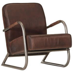vidaXL Fauteuil marron cuir v&eacute;ritable
