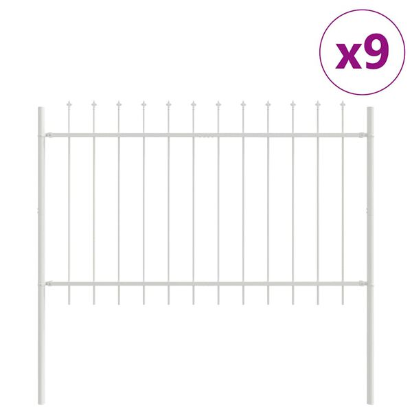 vidaXL Cl&ocirc;ture de jardin 9 pcs Blanc 15,3 x 1,2 m
