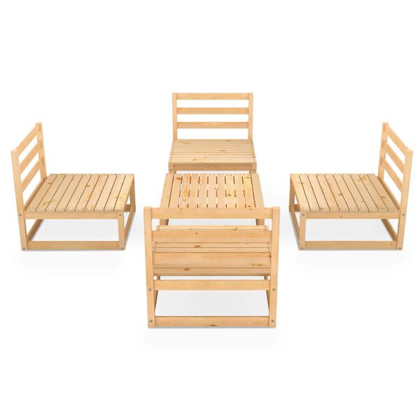 vidaXL Salon de jardin 5 pcs bois de pin massif