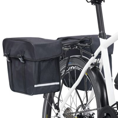vidaXL Sac de vélo double pour porte-bagages étanche 35 L Noir