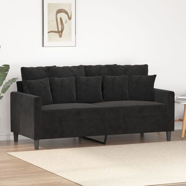 vidaXL Canap&eacute; &agrave; 2 places Noir 140 cm Velours