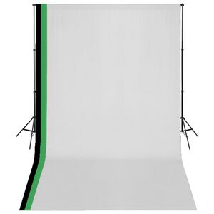 vidaXL Kit de studio photo et 3 toiles de fond r&eacute;glables Coton 3x5 m
