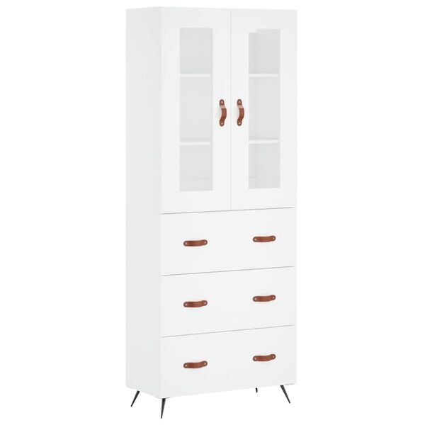 vidaXL Buffet haut Blanc 69,5x34x180 cm Bois d'ing&eacute;nierie