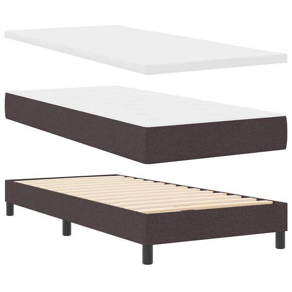 vidaXL Lit &agrave; ressorts avec matelas Marron fonc&eacute; 90 x 200 cm tissu