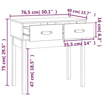 vidaXL Table console Gris 76,5x40x75 cm Bois massif de pin