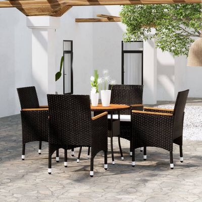 vidaXL Ensemble à manger de jardin 5 pcs Résine tressée Noir