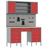 vidaXL Placard de travail 8 pcs Rouge Bois d'ing&eacute;nierie et acier