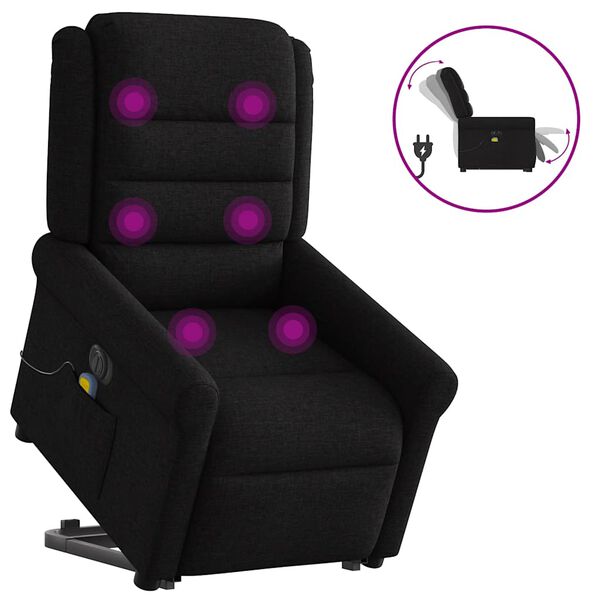 vidaXL Fauteuil inclinable de massage &eacute;lectrique Noir Tissu