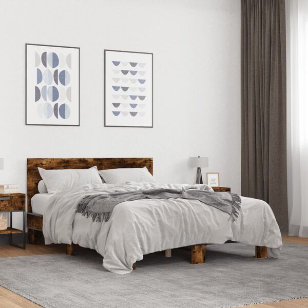 vidaXL Cadre de lit sans matelas ch&ecirc;ne fum&eacute; 140x200 cm