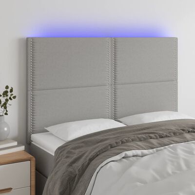 vidaXL Tête de lit à LED Gris clair 144x5x118/128 cm Tissu