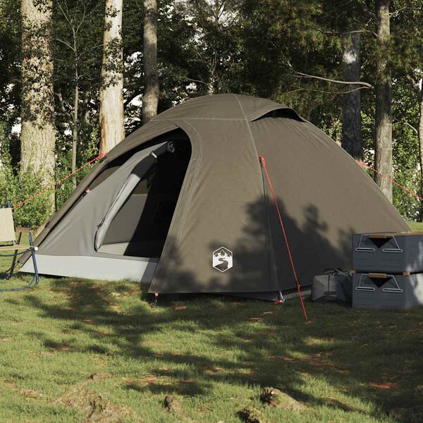 vidaXL Tente de camping &agrave; d&ocirc;me 3 personne marron imperm&eacute;able
