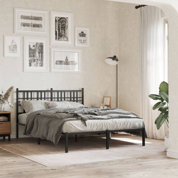 vidaXL T&ecirc;te de lit m&eacute;tal noir 140 cm