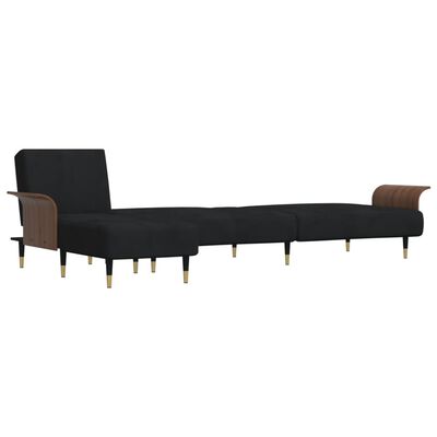 vidaXL Canapé-lit en forme de L noir 279x140x70 cm velours