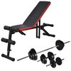 vidaXL Banc d'entra&icirc;nement r&eacute;glable avec jeu d'halt&egrave;res 30,5 kg