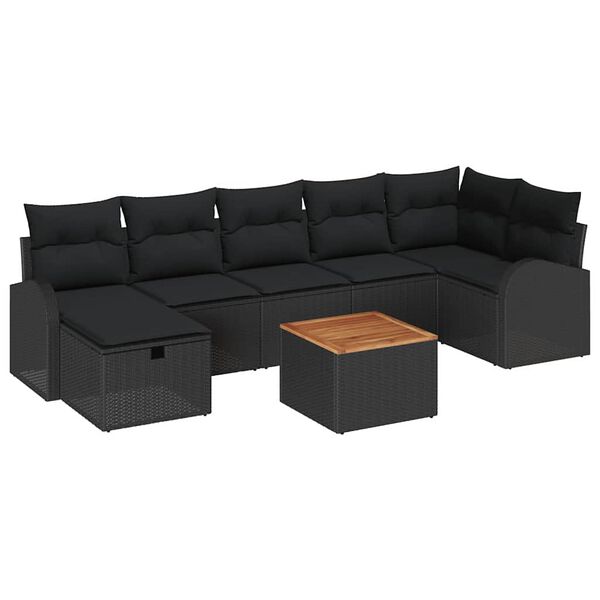 vidaXL Ensemble de canap&eacute; de jardin avec coussin 8 pcs Noir Poly rotin