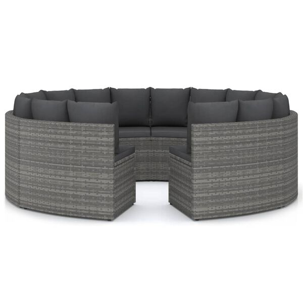 vidaXL Salon de jardin 8 pcs avec coussins R&eacute;sine tress&eacute;e Gris