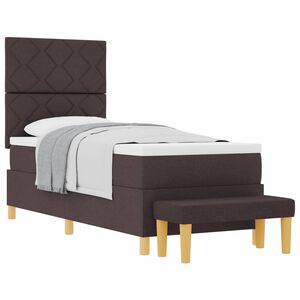 vidaXL Lit &agrave; ressorts avec t&ecirc;te de lit Marron fonc&eacute; 200 x 80 cm tissu