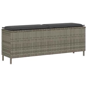 vidaXL Banc de jardin avec coussin gris 110x30x40,5 cm r&eacute;sine tress&eacute;e