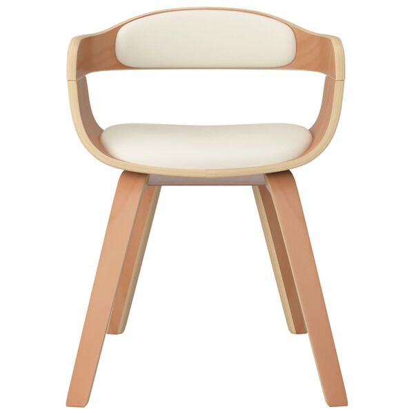 vidaXL Chaises &agrave; manger lot de 4 cr&egrave;me similicuir et bois courb&eacute;