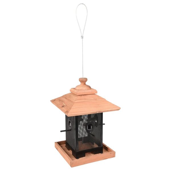 FLAMINGO Silo pour mangeoire &agrave; oiseaux Zulma 22 cm Bois Noir et marron