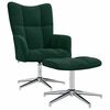 vidaXL Chaise de relaxation avec tabouret Vert fonc&eacute; Velours