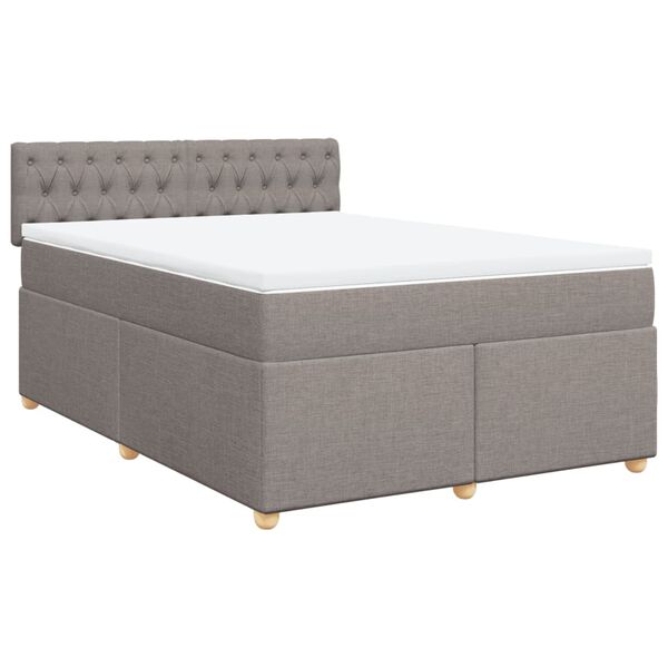 vidaXL Sommier &agrave; lattes de lit avec matelas Taupe 140x190 cm Tissu
