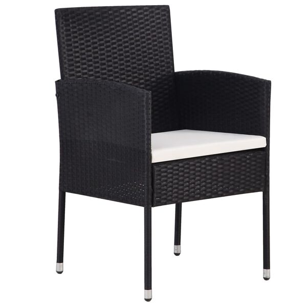 vidaXL Ensemble &agrave; manger de jardin 3 pcs Noir