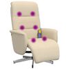 vidaXL Fauteuil inclinable de massage avec repose-pieds cr&egrave;me tissu