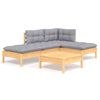 vidaXL Salon de jardin 5 pcs avec coussins gris bois de pin