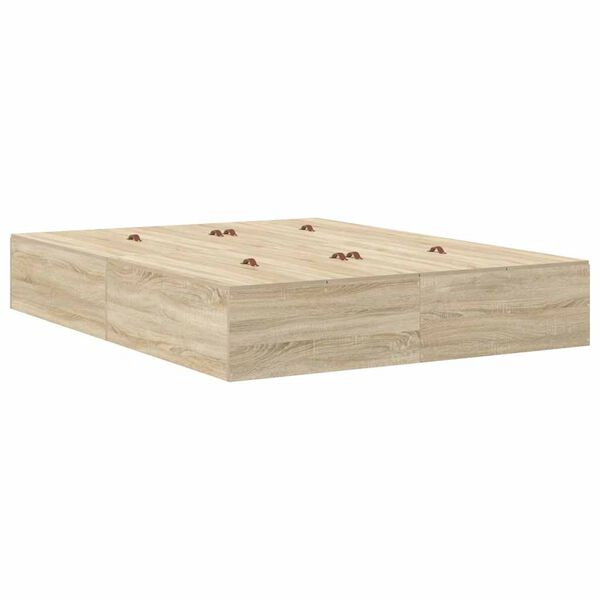 vidaXL Cadre de lit avec rangement avec tiroir Ch&ecirc;ne Sonoma 150 cm