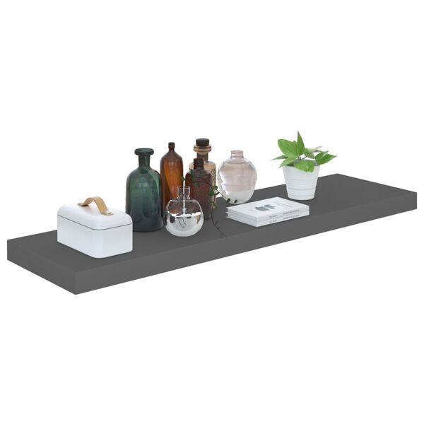 vidaXL &Eacute;tag&egrave;re murale flottante Gris brillant 90x23,5x3,8 cm MDF