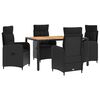 vidaXL Ensemble de repas ext&eacute;rieur 5 pc Noir