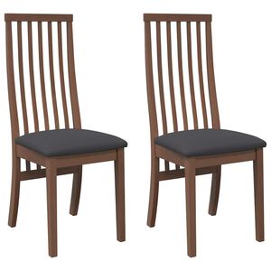 vidaXL Chaises &agrave; manger coussins 2 pcs marron bois massif caoutchouc