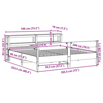 vidaXL Cadre de lit sans matelas blanc 180x200 cm bois massif de pin