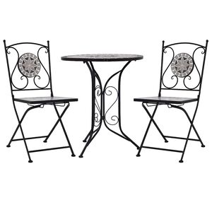 vidaXL Mobilier de bistro 3 pcs mosa&iuml;que Carreaux c&eacute;ramiques Gris