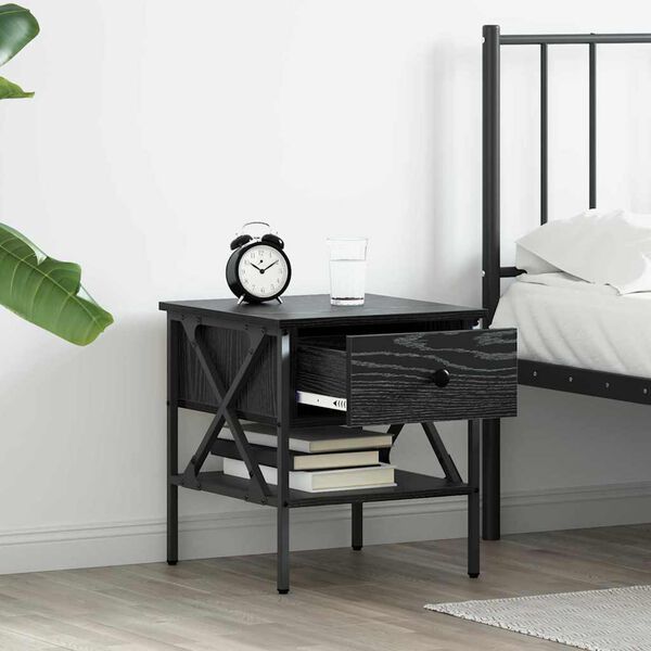 vidaXL Table de chevet avec tiroir 2 pcs Ch&ecirc;ne noir 40 x 42 x 45 cm